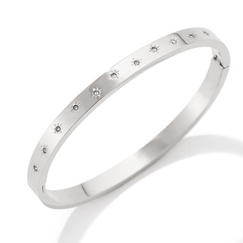Fashion circle stainless steel plating zircon bangle