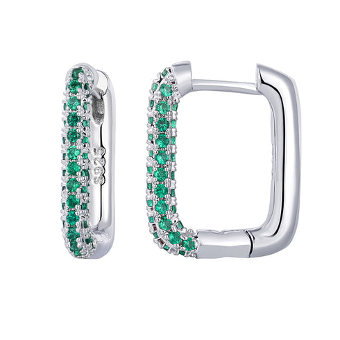 Elegant rectangle plating inlay copper zircon earrings