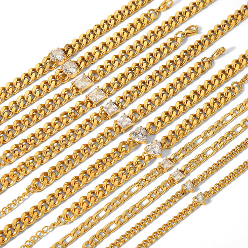 Streetwear heart shape titanium steel inlay zircon necklace