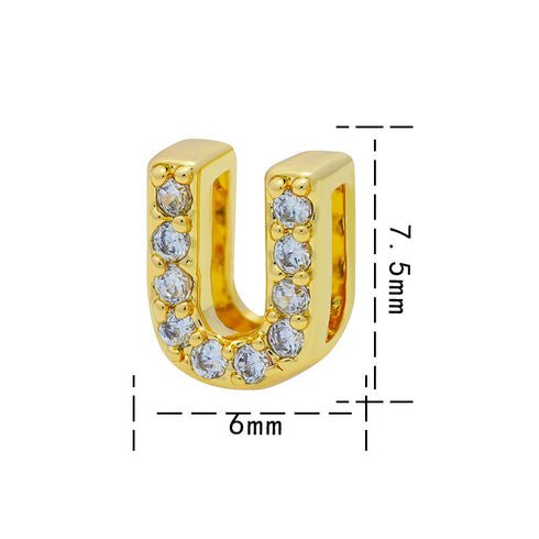 Letter titanium steel copper 18k gold plated charms (without chain)