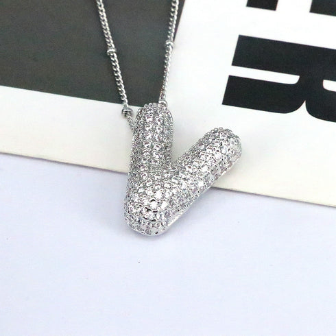 Letter plating silver plated pendant necklace