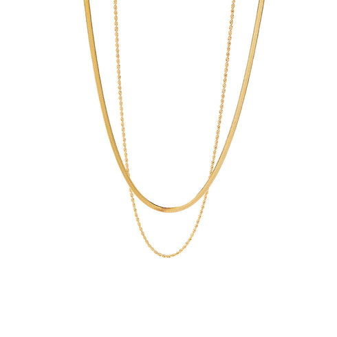 Doble solid color titanium steel plating gold plated layered necklaces