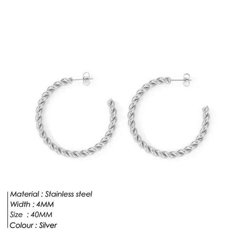 1 pair simple style twist plating stainless steel ear studs