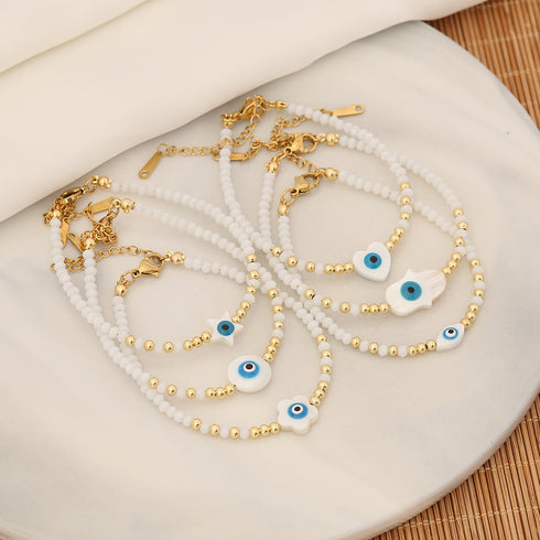 Vintage style devil's eye shape shell bracelets