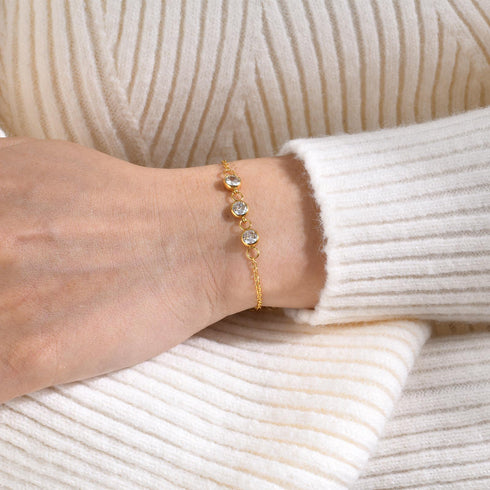 Elegant geometric stainless steel inlay zircon 18k gold plated bracelets