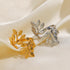 Leaves stainless steel plating 18k gold plated open rings