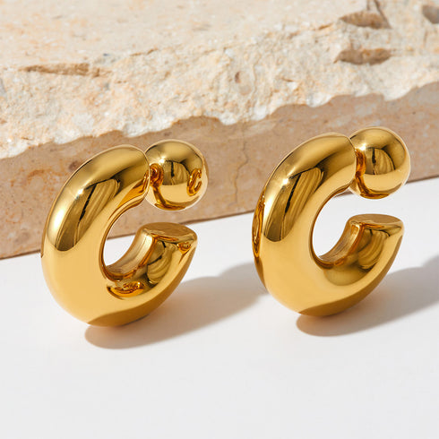 Geometric solid color plating stainless steel ear studs
