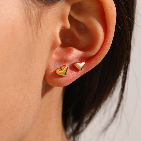 Heart shape stainless steel plating ear studs