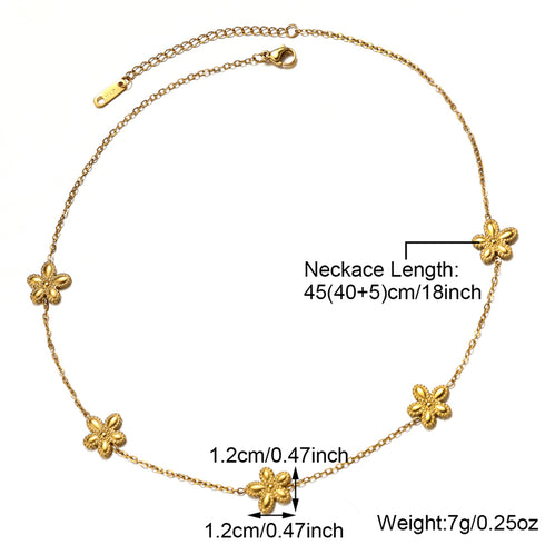 Flower stainless steel plating inlay zircon 18k gold plated necklace
