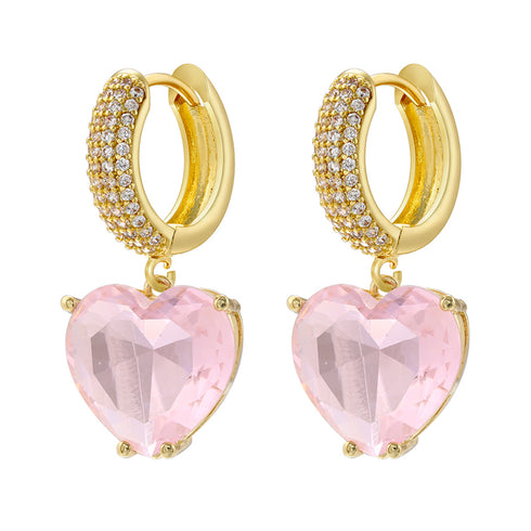 Elegant simple style heart shape 18k drop earrings
