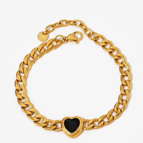 Heart shape stainless steel inlay zircon bracelets earrings necklace