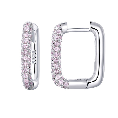 Elegant rectangle plating inlay copper zircon earrings