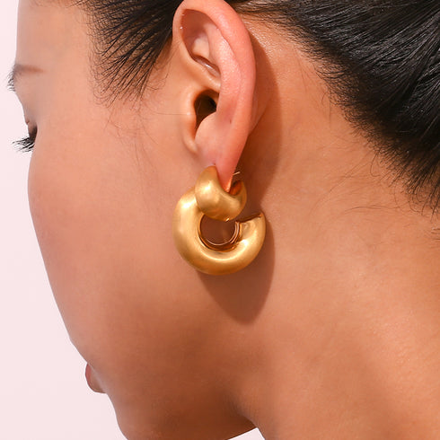 Style solid color plating stainless steel 18k gold plated ear cuffs