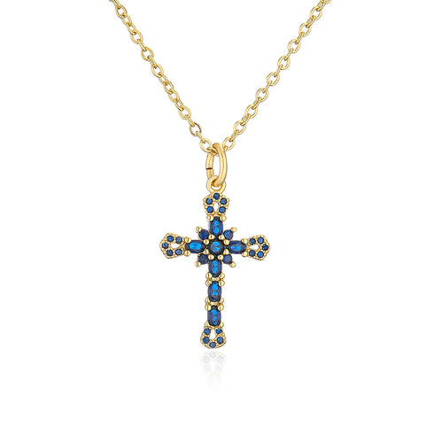 Zircon cross pendant necklace