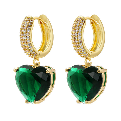Elegant simple style heart shape 18k drop earrings