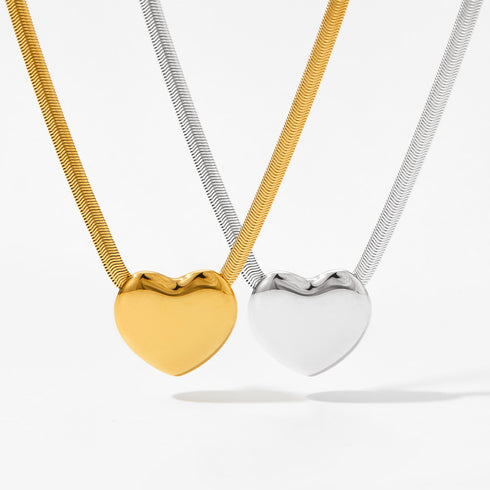 Heart shape stainless steel gold plated pendant necklace in bulk