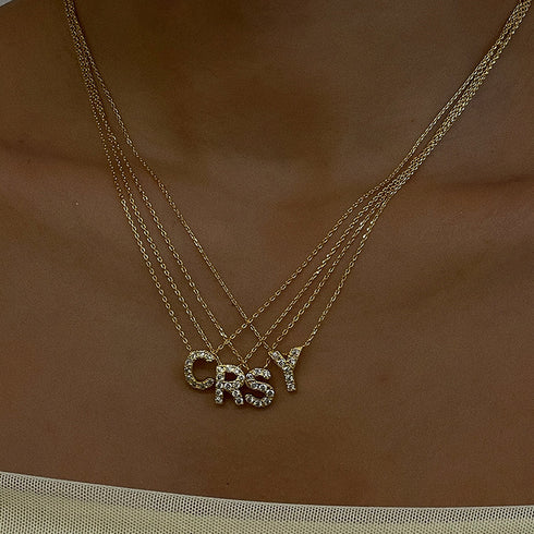 Letter titanium steel copper 18k gold plated charms (without chain)