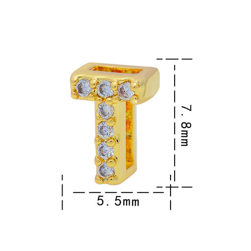 Letter titanium steel copper 18k gold plated charms (without chain)