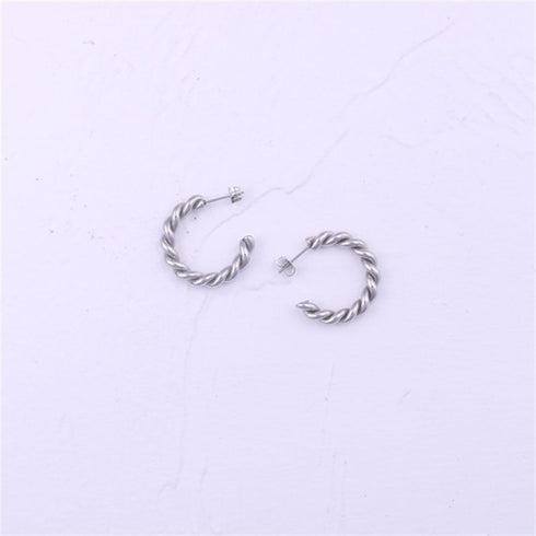 1 pair simple style twist plating stainless steel ear studs