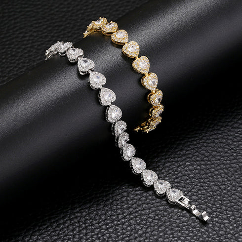 Heart shape brass plating zircon bracelets
