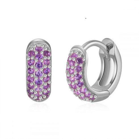 Round plating inlay copper zircon white gold plated gold plated earrings