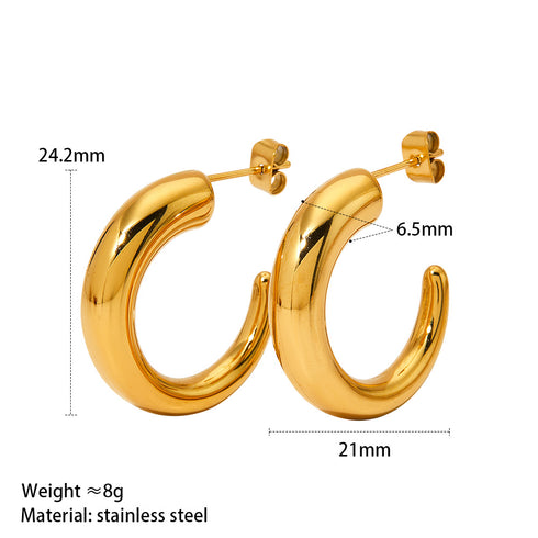 Classic style c shape polishing ear studs