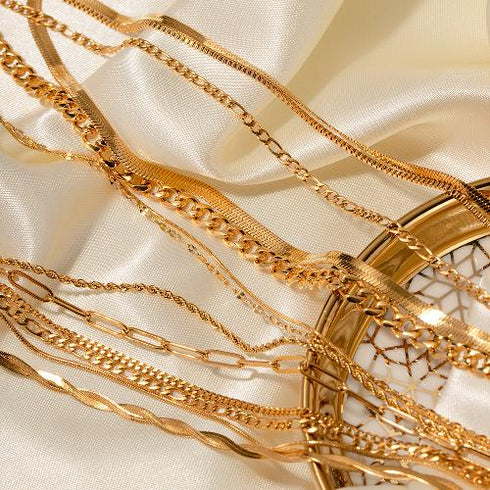 Layered stainless steel plating 18k gold plated necklace