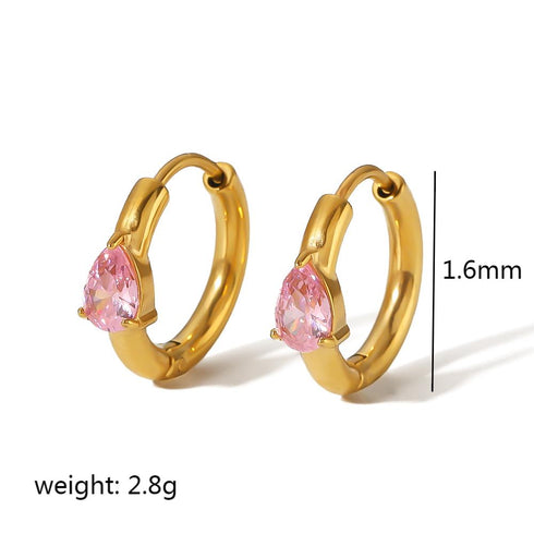 Streetwear twist plating inlay stainless steel zircon 18k