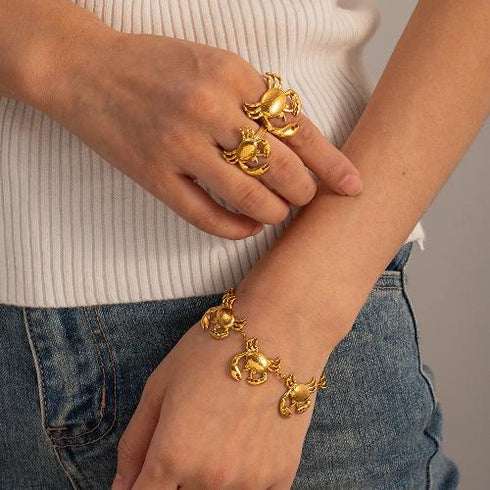 Crab stainless steel plating 18k gold plated