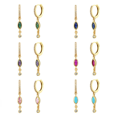 Horse eye inlay copper zircon drop earrings