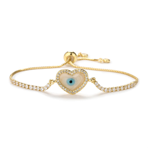 Devil's eye heart shape drawstring inlay zircon bracelets