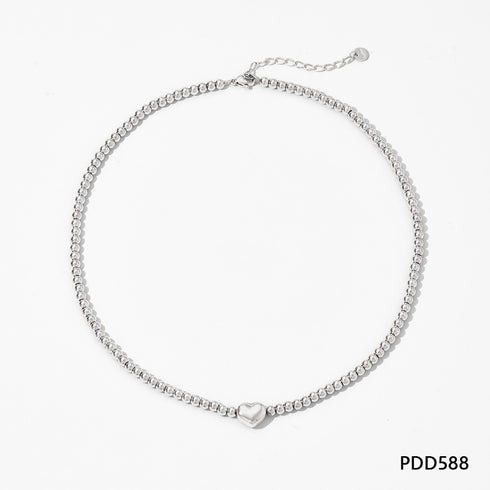 Heart shape stainless steel beaded plating bracelets necklace