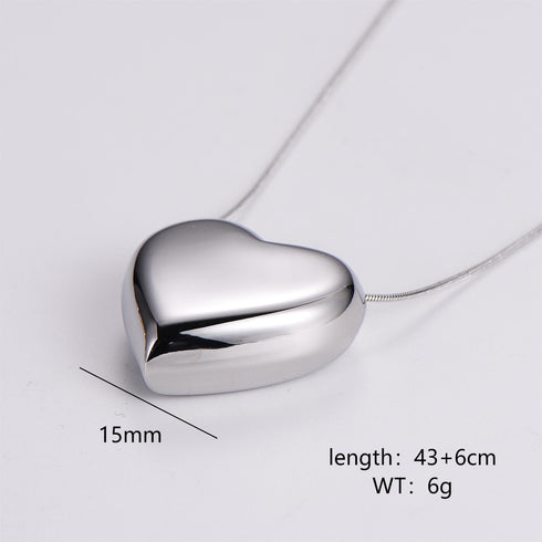 Heart shape stainless steel 18k gold plated pendant necklace