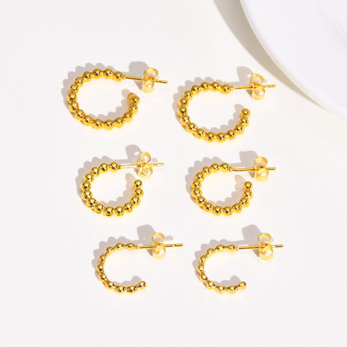 C shape plating stainless steel 18k gold plated ear studs