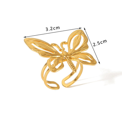 Vintage style stainless steel natural stone 18k gold plated