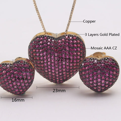 Style commute heart shape zircon white gold plated gold plated