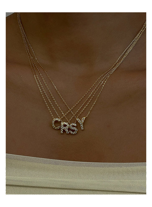 Letter titanium steel copper 18k gold plated charms (without chain)