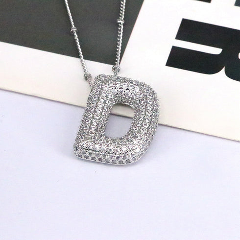 Letter plating silver plated pendant necklace