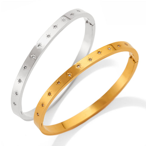 Fashion circle stainless steel plating zircon bangle