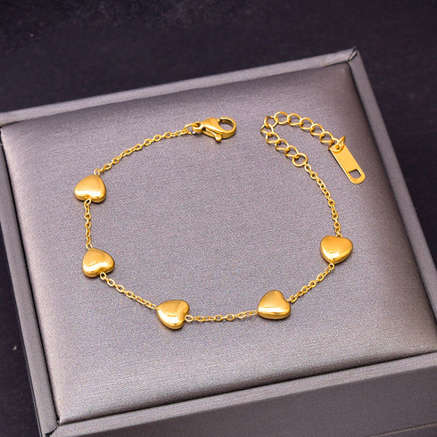 Sweet heart shape titanium steel plating bracelets earrings necklace