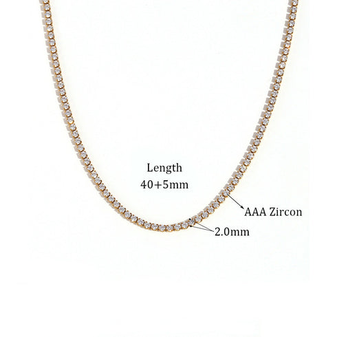 Style geometric stainless steel plating zircon gold plated necklace