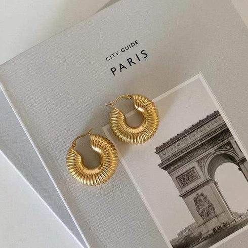 Fashion round titanium steel plating hoop earrings