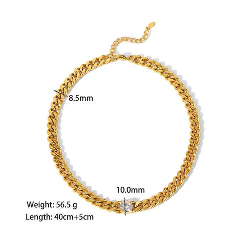 Streetwear heart shape titanium steel inlay zircon necklace