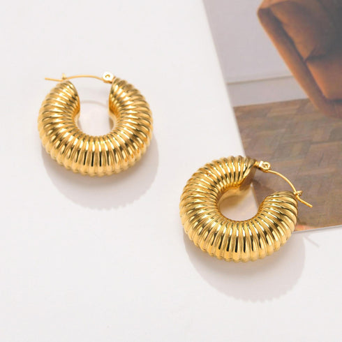 Fashion round titanium steel plating hoop earrings