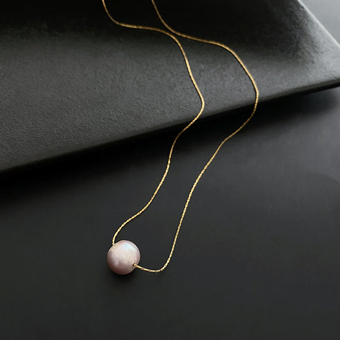 Elegant geometric titanium steel inlay pearls necklaces