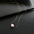 Elegant geometric titanium steel inlay pearls necklaces