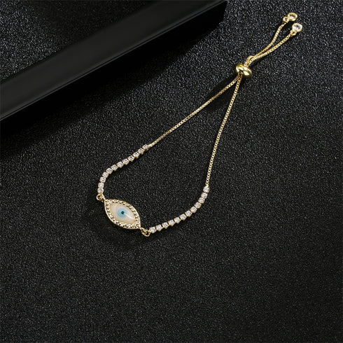 Devil's eye heart shape drawstring inlay zircon bracelets