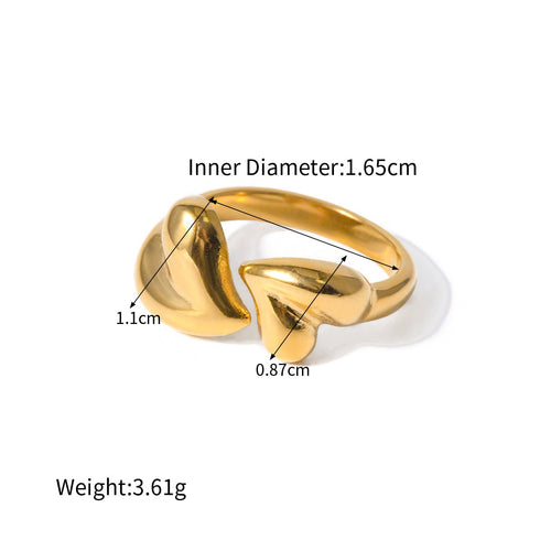 Stainless Steel IG Style Retro Heart Shape Plating Open Rings