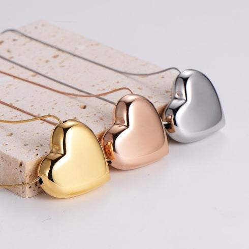 Heart shape stainless steel 18k gold plated pendant necklace