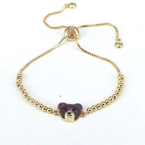 Streetwear bear copper 18k gold plated zircon bracelets in bulk